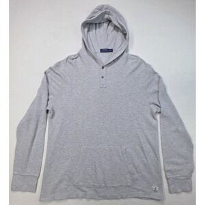 Polo Ralph Lauren Hoodie Shirt Mens XL Henley Long Sleeve Thermal Pullover Gray